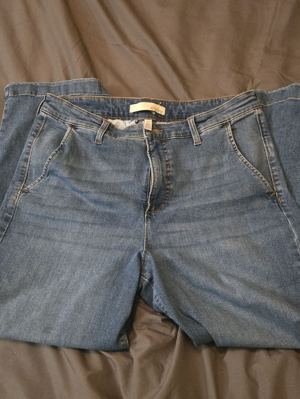 Size 12 Ella Moss Women's Relaxed Jeans Wide Leg in Light Blue Wash